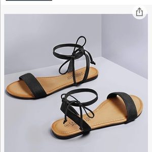 Tie up up ankle strap flat sandals